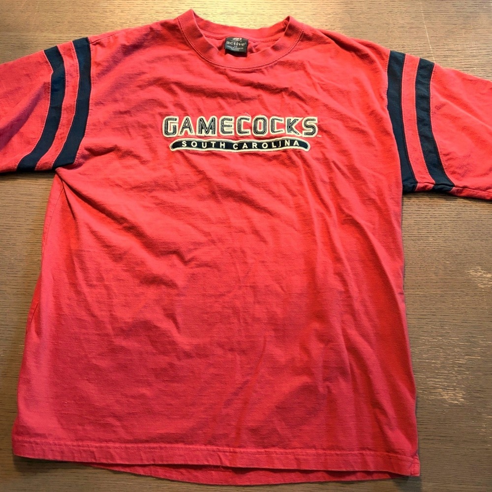 Active South Carolina Gamecocks Mens Red Short Sleeve Striped T-Shirt Size L